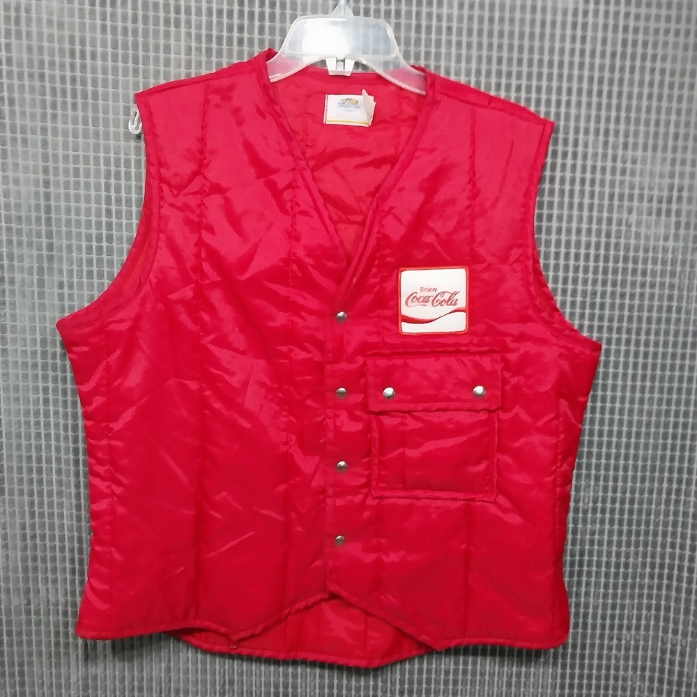 Coca-Cola Quilted Workwear Vest Mens Size 46 Red Vintage
